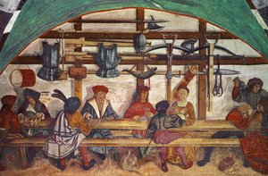 Vartijan huoneen sisustus (fresko) tekijältä Italian School