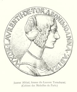 Jeanne Albizzi, Laurent Tornabuonin vaimo, Cabinet des Medailles de Paris (kaiverrus) tekijältä Italian School