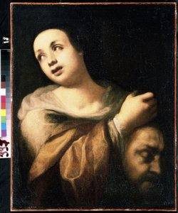 ""Judith esittelee Holofernesin päätä"" (Judith Holofernesin pään kanssa) 1600-luvun italialaisen koulukunnan maalaus Mikhail Kroshitskyn taidemuseo, Sevastopol (Sevastopol) Ukraina tekijältä Italian School