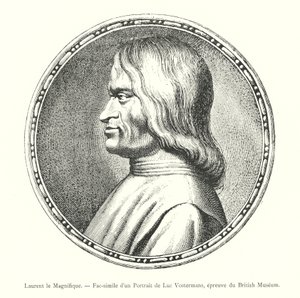 Lawrence the Magnificent, faksimile Luc Vostermansin muotokuvasta, British Museum -todiste (kaiverrus) tekijältä Italian School