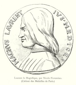 Laurent the Magnificent, kirjoittanut Nicolo Fiorentino, Cabinet des Medailles de Paris (kaiverrus) tekijältä Italian School
