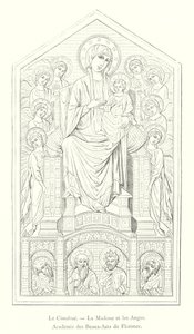 Cimabue, Madonna ja enkelit, Firenzen kuvataideakatemia (kaiverrus) tekijältä Italian School