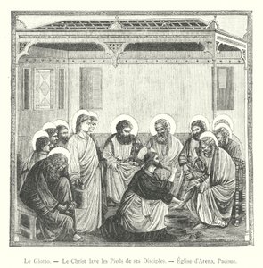 Le Giotto, Kristus pesee opetuslastensa jalkoja, Arenan kirkko, Padova (kaiverrus) tekijältä Italian School