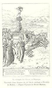 Rakkauden voitto, Petrarch, faksimile Nicoletto da Modenalle annetusta 1400-luvun kaiverruksesta, British Museum Printin jälkeen (kaiverrus) tekijältä Italian School