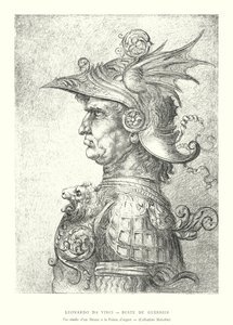 Leonardo da Vinci, Soturin rintakuva, Hopeapistepiirroksen faksimile, Malcolm-kokoelma (kaiverrus) tekijältä Italian School