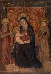 Madonna ja lapsi pyhien kanssa (tempera paneelissa) tekijältä Italian School