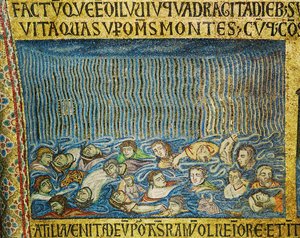 Ihmiskunta hukkuu vedenpaisumukseen, kun sade jatkuu... (mosaiikki) tekijältä Italian School