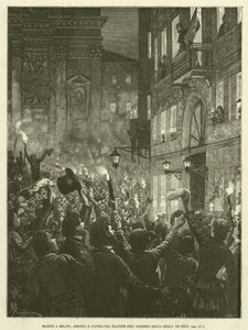 Mazzini Milanossa, Hays the People Albergo Della Bella Venezian parvekkeelta (kaiverrus) tekijältä Italian School