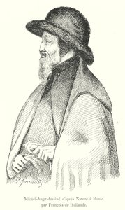 Francois de Hollanden piirtämä Michelangelo luonnon mukaan Roomassa (kaiverrus) tekijältä Italian School