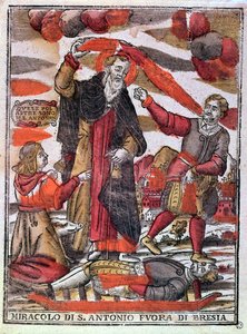 Pyhän Antonius Suuren ihme paransi myrkytetyn miehen (värillinen puupainatus) tekijältä Italian School