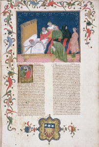 Ms Hunter 6 f.1r Mies, joka tekee testamenttiaan, Bartoli de Saxoferraton (1314-57) "Lectura super Infortiato" (vellum) tekijältä Italian School