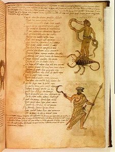Ms Ital 483 P.4.7 f.160v Serpentarius ja Bootes, Fazio degli Ubertin (vellum) Dittamondosta tekijältä Italian School