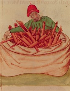 Ms Lat 993 L.9.28 Fol.36v Cinnamon Merchant, Dioscorides (vellum) "Tractatus de Herbis" tekijältä Italian School