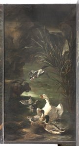 Orpheuksen myytti: joutsenet ja ankat, n. 1650-60 tekijältä Italian School