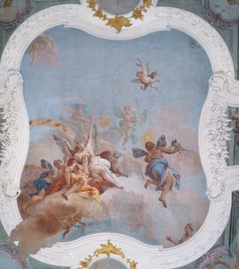 Mytologinen kohtaus horoskoopilla (fresko) tekijältä Italian School