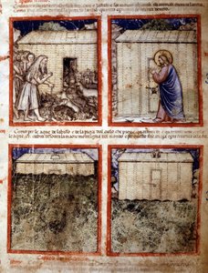 Nooan arkki, miniatyyri otettu koodista 212 (tai Padovano-koodi tai Padovan Raamattu) 1390-1400 Rovigo, Accademia dei Concordi tekijältä Italian School