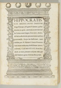 Kahdeksankymmentä osaa, Marcus Fabius Calvus (n. 1440-1527) kääntänyt Hippokrateen korpuksen kreikasta latinaksi, Rooma: Franciscus Minutius Calvus tekijältä Italian School