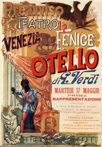 Otello: Juliste Verdin Otello-oopperan ensiesitykseen Teatro Fenicessä Venetsiassa