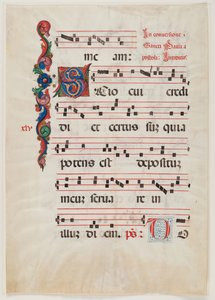 Sivu messu- tai kuorokirjasta, Pohjois-Italia, 1400-luvun ensimmäinen puolisko (muste vellum) (ks. myös 499213) tekijältä Italian School