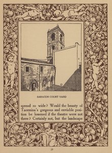 Sivu Taorminan San Domenico Palace -hotellin esitteestä (litografia). tekijältä Italian School