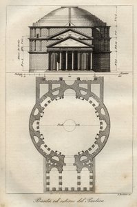 Rooman Pantheon, valmistui v. 125 jKr. Hadrianuksen hallituskaudella - kaiverrus kirjasta "Kaikkeuden kaikkien kansojen tapoja ja perinteitä". Se on kaikkien kansojen hallituksen, lakien, miliisin, uskonnon historiaa kaukaisimmista ajoista aina vuoteen ast tekijältä Italian School