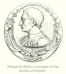 Philippe de Medici, archèveque de Pise, attribuutti Pollaiuololle (kaiverrus) tekijältä Italian School