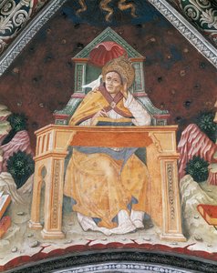 Paavi Gregorius I, Pyhän Margaretan Antiokian kappelissa, Santa Maria Assuntan pyhäkön holvissa (fresko) tekijältä Italian School