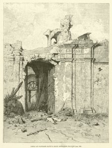 Porta San Pancrazio lyönyt ranskalaisen tykistön (kaiverrus) tekijältä Italian School