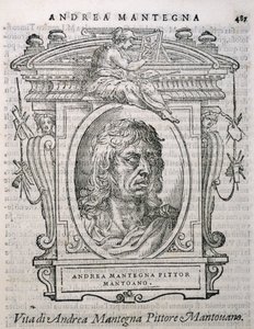 Andrea Mantegnan (n. 1430-1506) muotokuva elokuvasta Vasaris Lives of the Artists, julkaistu ensimmäisen kerran 1550 tekijältä Italian School