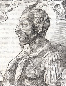 Attilan muotokuva Bernardino Corion teoksesta " Elogia Virorum Illustris ", Milano 1500-luku. tekijältä Italian School
