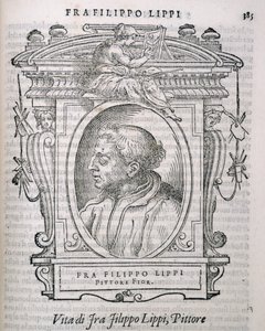 Fra Filippo Lipin (n. 1406-69) muotokuva Vasaris Lives of the Artists -sarjasta, julkaistu ensimmäisen kerran 1550 tekijältä Italian School