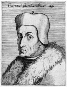 Francesco Guicciardinin (1483-1540) muotokuva (kaiverrus) (bw kuva) tekijältä Italian School