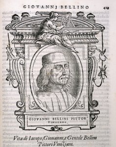 Giovanni Bellinin (n. 1431-1516) muotokuva teoksesta Vasaris Lives of the Artists, julkaistu ensimmäisen kerran 1550 tekijältä Italian School