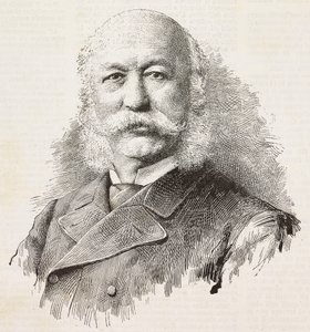 Girolamo Cantellin (1815-1884), italialaisen patriootin ja poliitikon muotokuva, kaiverrus Baronin ja Gardellin valokuvasta, L