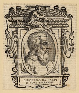 Girolamo Da Carpin muotokuva, italialainen taidemaalari ja sisustaja, joka työskenteli House of Esten hovissa Ferrarassa tekijältä Italian School