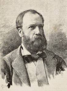 Muotokuva Karl Hillebrandista (1829-1884), saksalainen historioitsija, kaiverrus Riera Schembochen valokuvasta, L