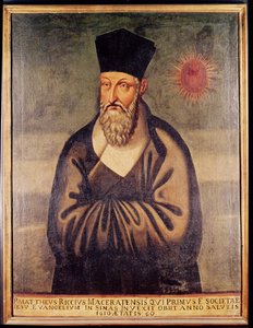 Matteo Riccin (1552-1610) muotokuva, italialainen lähetyssaarnaaja, jesuiittalähetystön perustaja Kiinassa (paneeli) tekijältä Italian School
