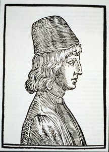 Muotokuva Pico della Mirandolasta (1463-94), Giovanni Battista della Portan Delle Celeste Fisionomiasta, Padova 1616, kuvitettu Historia of Magicissa, julkaistu 1800-luvun lopulla tekijältä Italian School