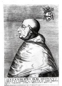Paavi Aleksanteri VI:n (1492-1503) muotokuva 1500-1600-luvulla tekijältä Italian School