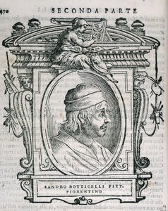 Sandro Botticellin (14445-1510) muotokuva elokuvasta Vasaris Lives of the Artists, julkaistu ensimmäisen kerran 1550 tekijältä Italian School