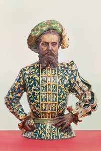 Mahdollisesti muotokuva Giovanni Da Verrazzanosta (1485-1528) (lasitettua ja lasittamatonta keramiikkaa) tekijältä Italian School