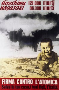 Rauhanpuolustajien kansallisen komitean luoma juliste atomipommia vastaan. tekijältä Italian School