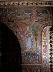 Profeetta Jeremia ja evankelistien Johannes ja Luukas Anonyymien Mosaiikki 1100-luvun Rooma, Church Santa Maria Trasteveressa Italiassa tekijältä Italian School