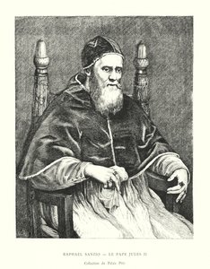 Raphael Sanzio, paavi Julius II, Pitti Palace Collection (kaiverrus) tekijältä Italian School