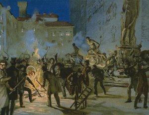 Vallankumous Firenzessä, 27. huhtikuuta 1859, kuva Risorgimenton historiaa käsittelevästä albumista, tehty suklaa Talmonelle, 1800-luvun loppu tekijältä Italian School