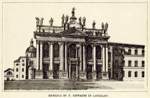 Rooma: Lateraanien Pyhän Johanneksen basilika (litho) tekijältä Italian School
