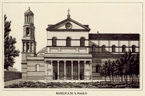 Rooma: Basilica Di S Paolo (litho) tekijältä Italian School