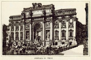 Rooma: Trevin suihkulähde (litho) tekijältä Italian School