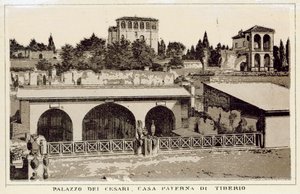 Rooma: Palazzo Dei Cesari, Tiberiuksen isän talo (litho) tekijältä Italian School
