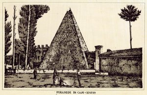 Rooma: Cajo Cestion pyramidi (litho) tekijältä Italian School